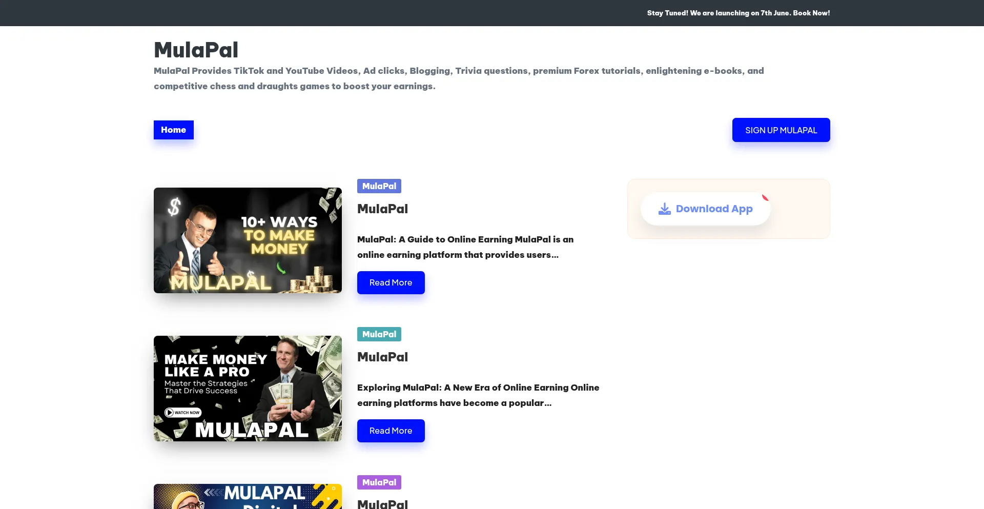 Website screenshot of Mulapal.net