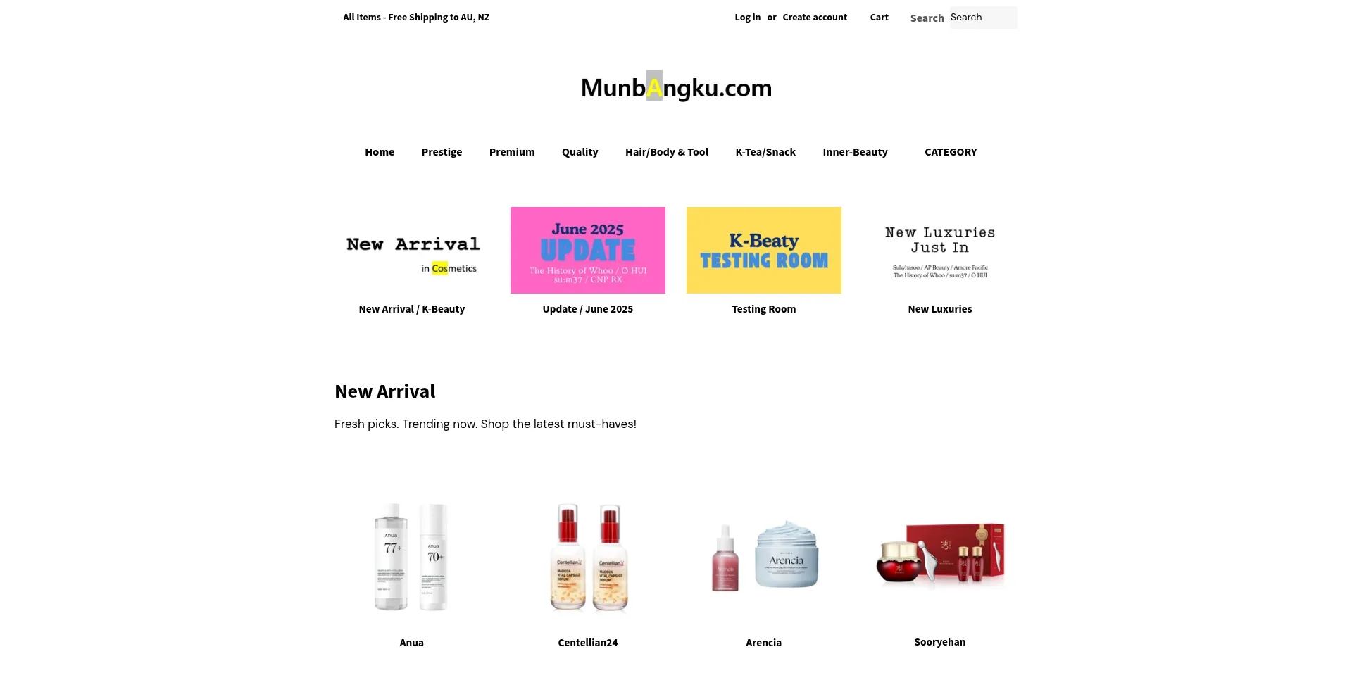 Website screenshot of Munbangku.com