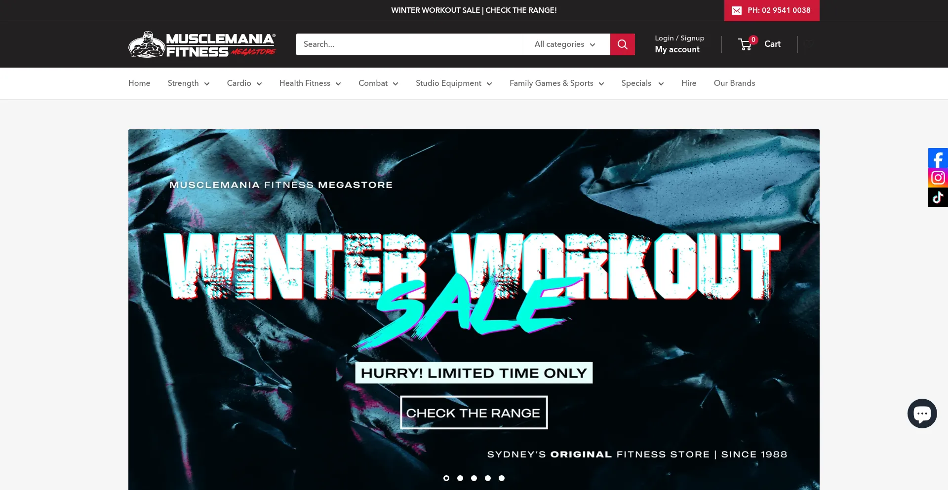 Website screenshot of Musclemania.com.au