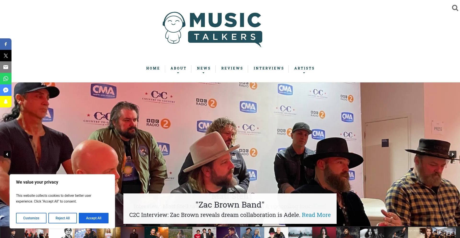 Website screenshot of Musictalkers.com