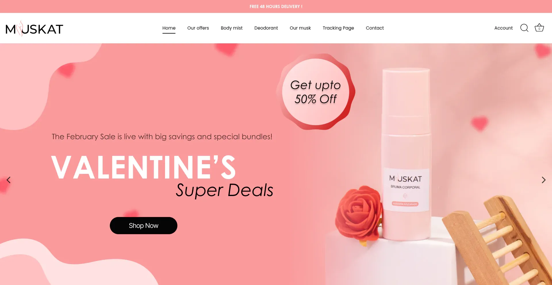 Website screenshot of Muskat-uk.com