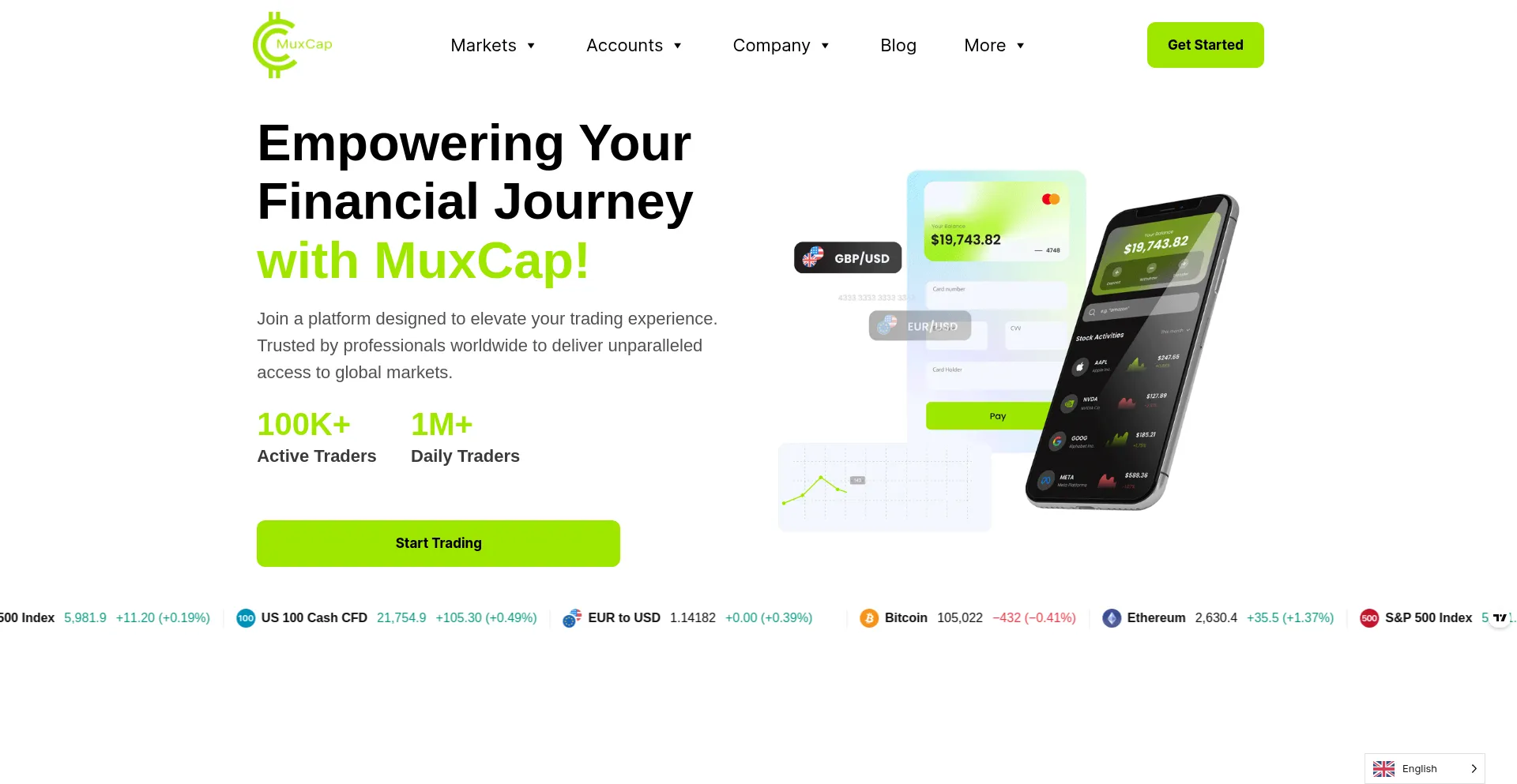 Website screenshot of Muxcap.co