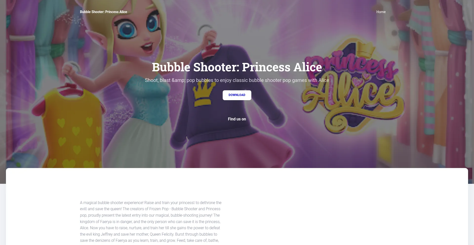 Website screenshot of My.princessgames.world