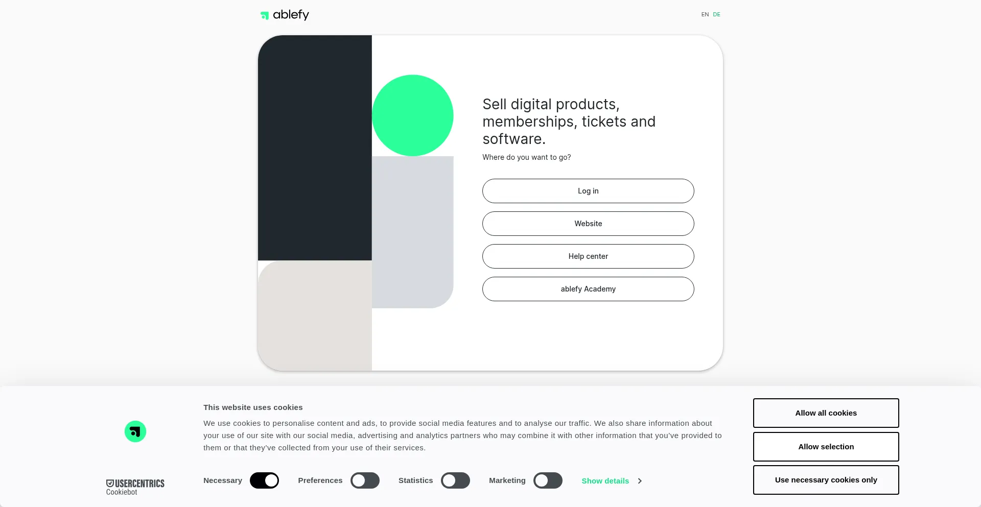 Website screenshot of Myablefy.com