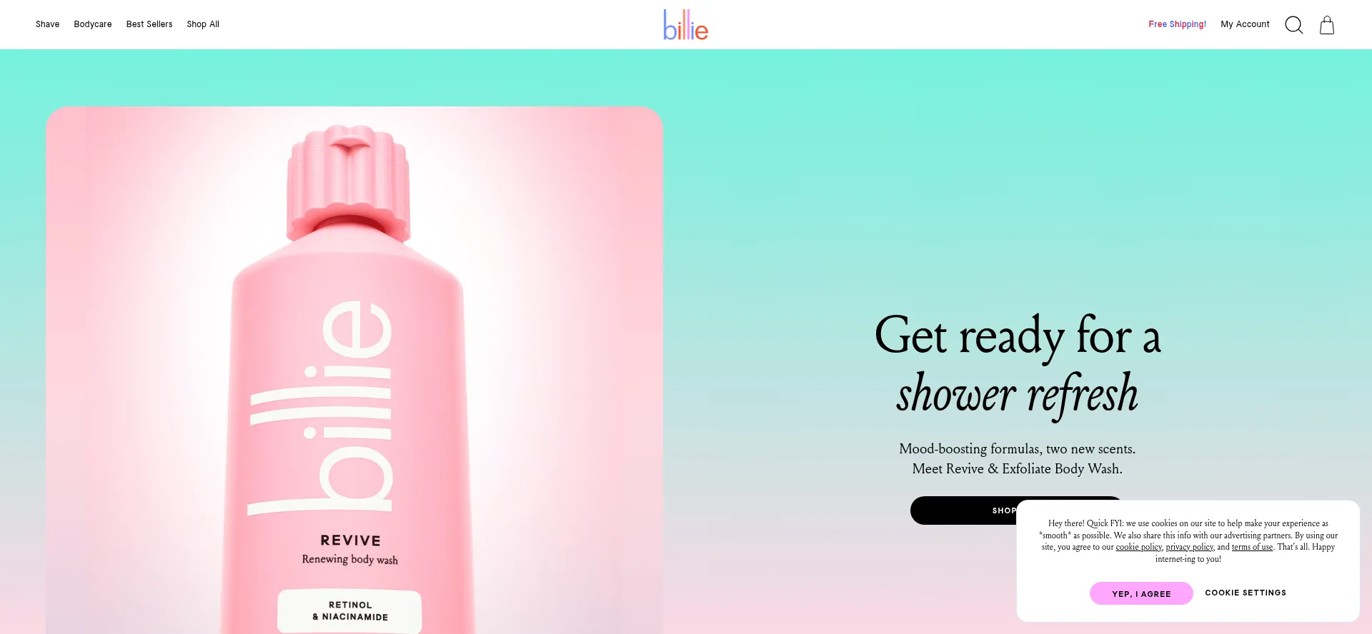Website screenshot of Mybillie.com