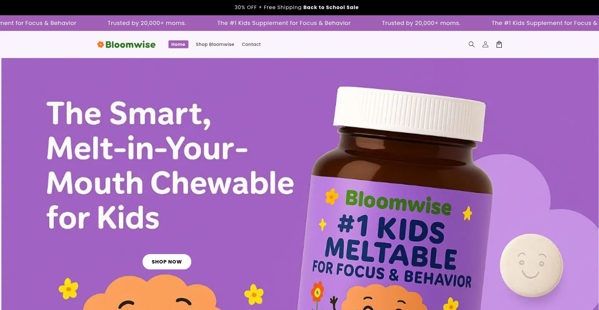 Website screenshot of Mybloomwise.com