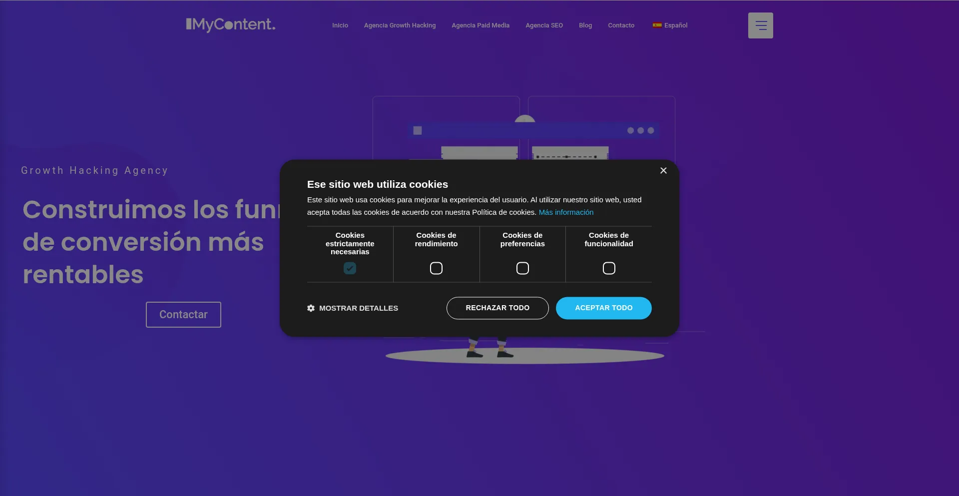 Website screenshot of Mycontentagency.cc