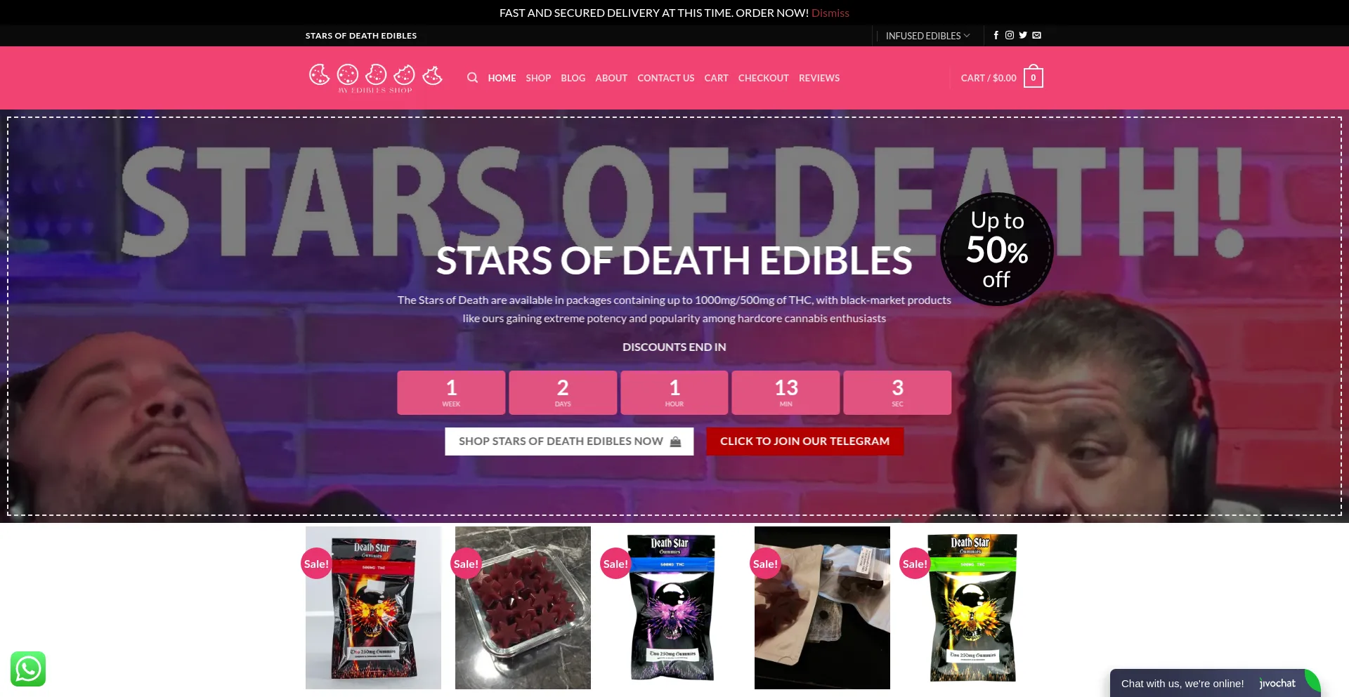 Website screenshot of Myediblesshop.com