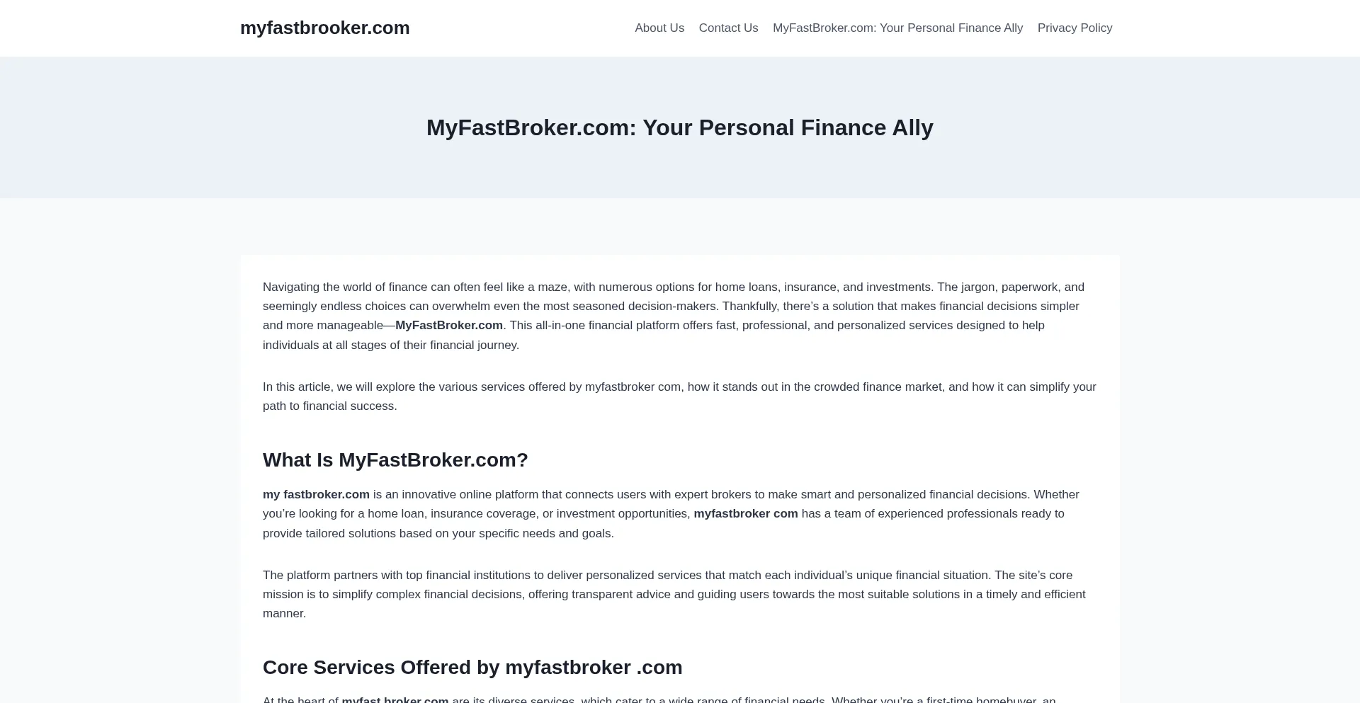 Myfastbrooker.com Screenshot