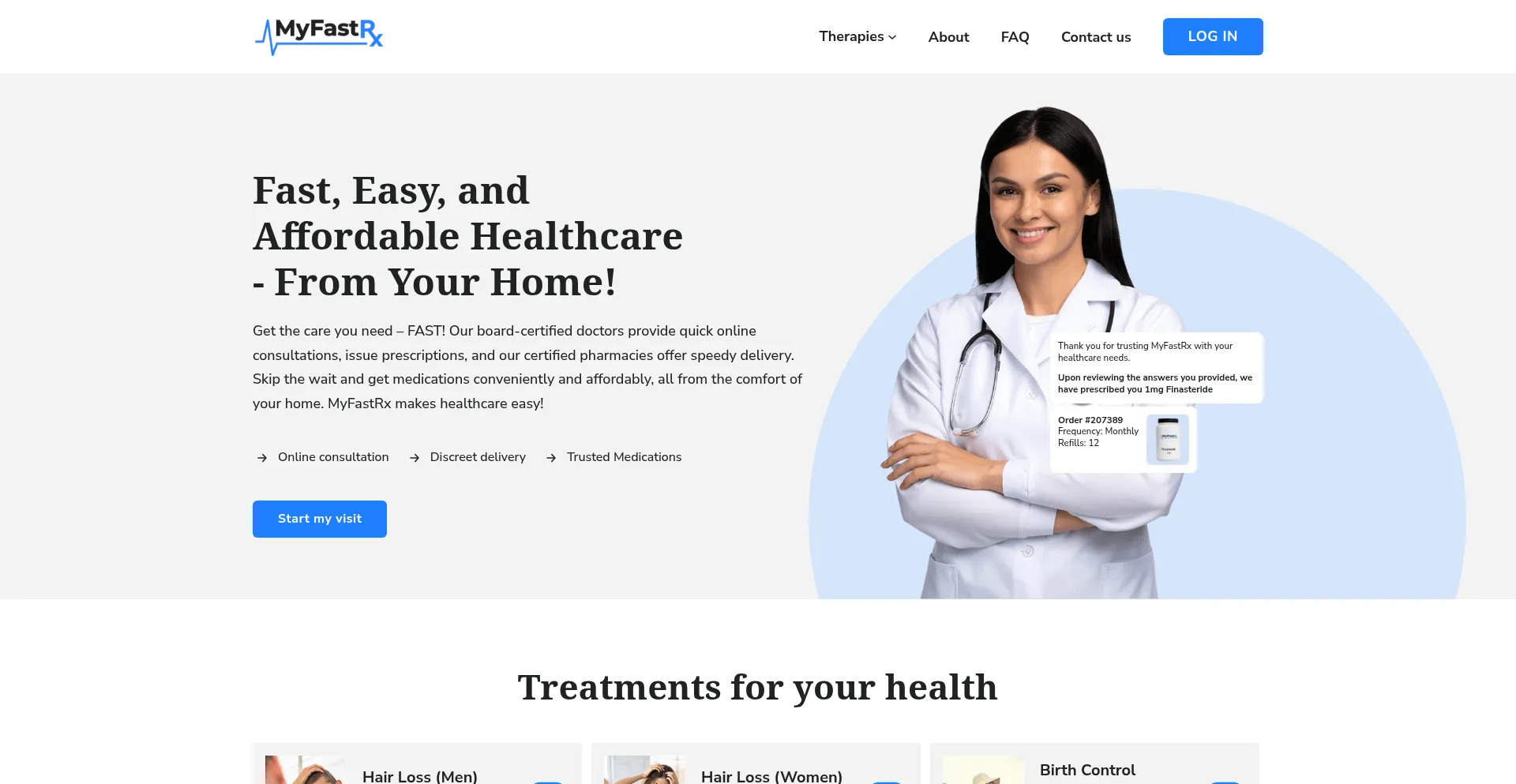 Website screenshot of Myfastrx.com