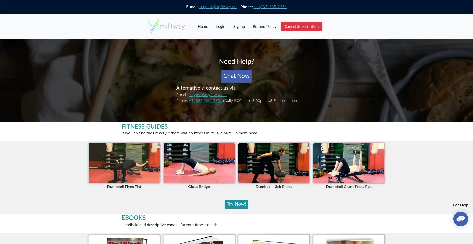 Website screenshot of Myfitway.net