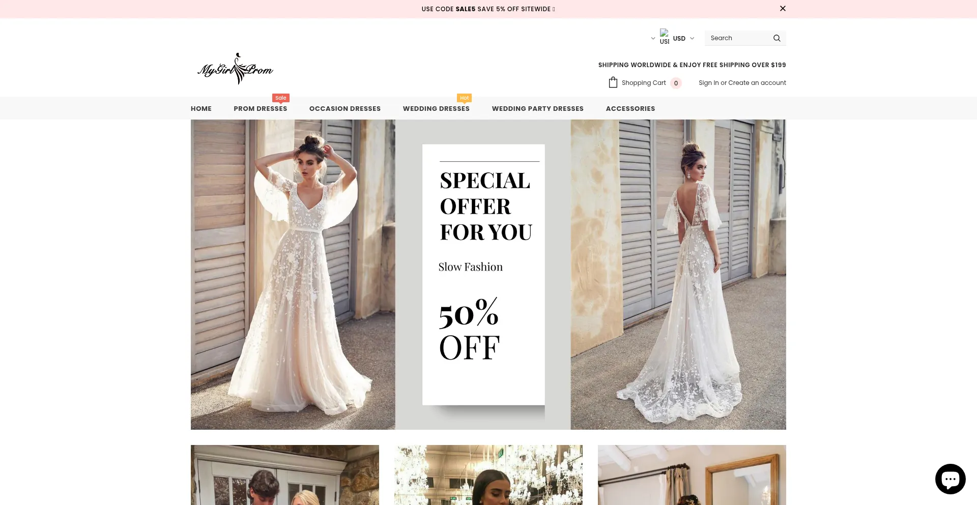 Website screenshot of Mygirlprom.com