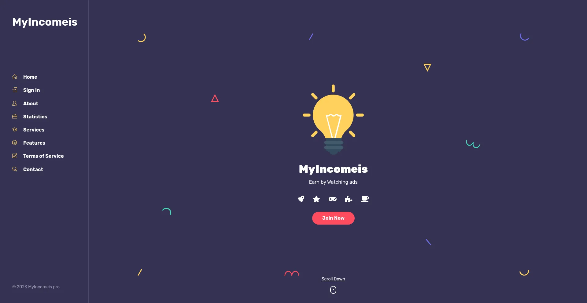 Website screenshot of Myincomeis.pro