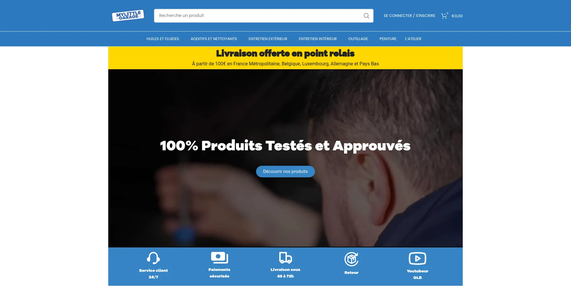 Website screenshot of Mylittlegarage.fr