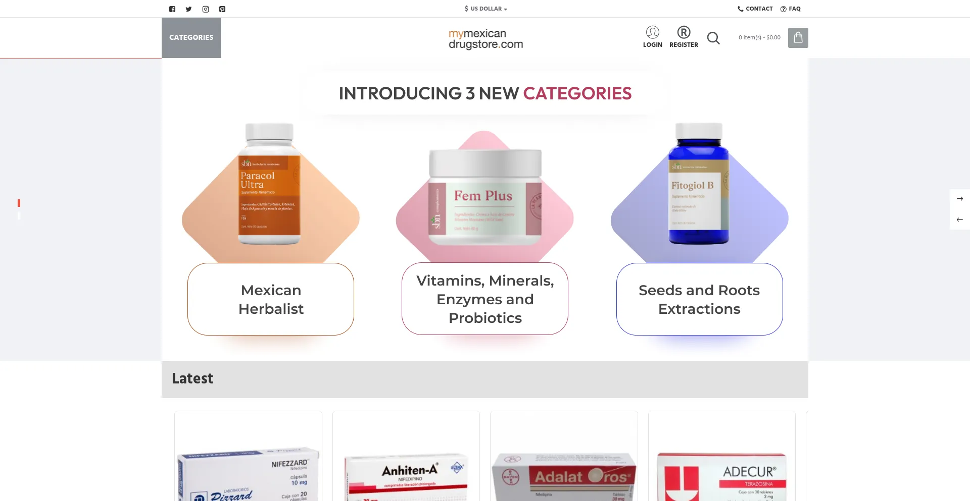 Website screenshot of Mymexicandrugstore.com