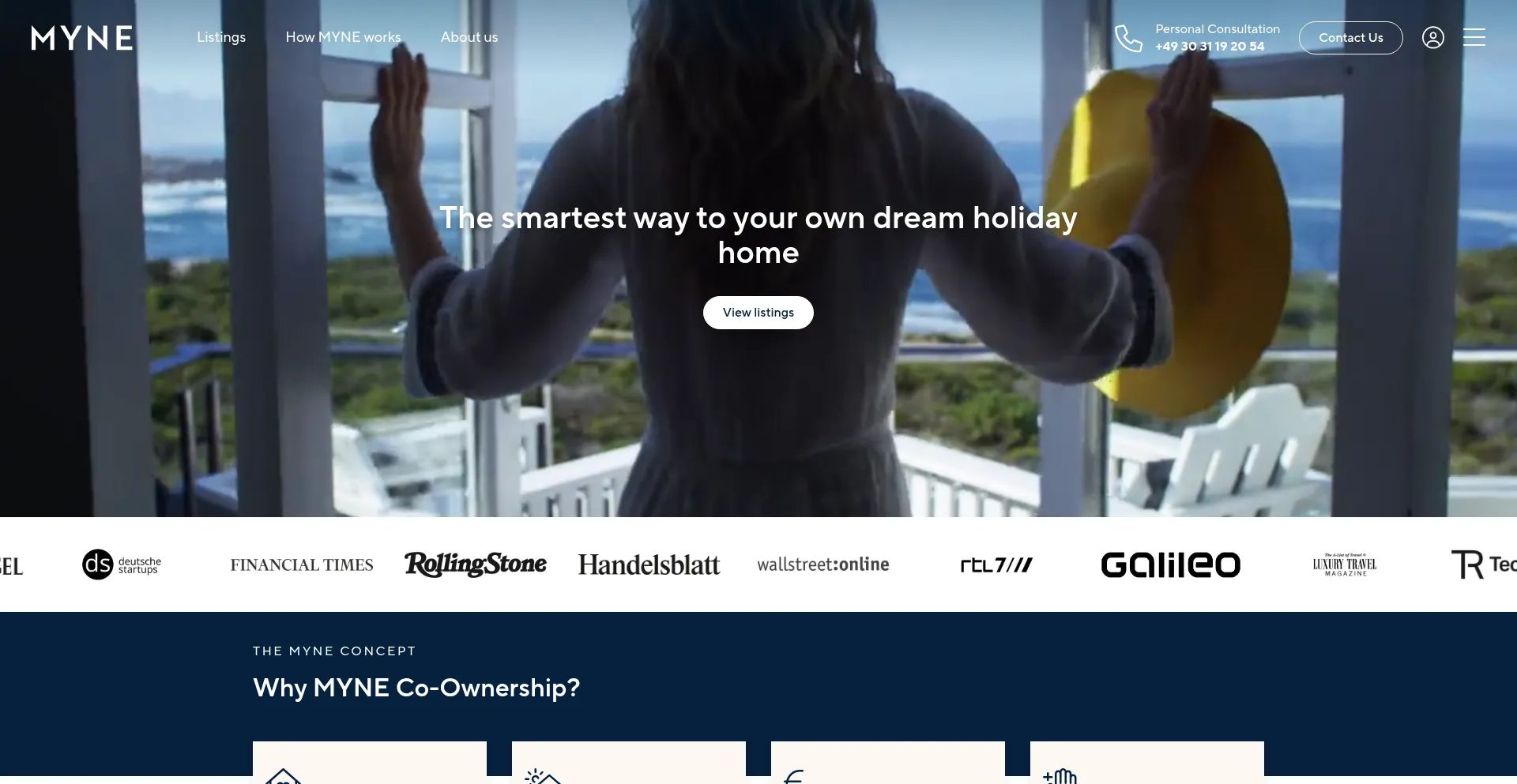 Website screenshot of Myne-homes.com