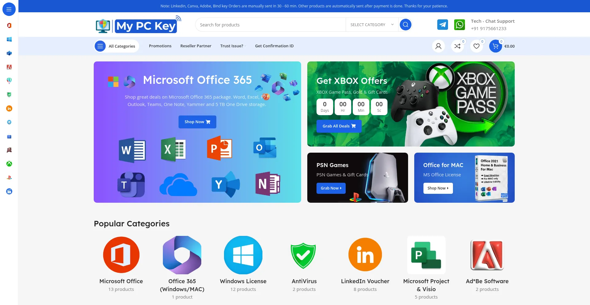 Website screenshot of Mypckey.com