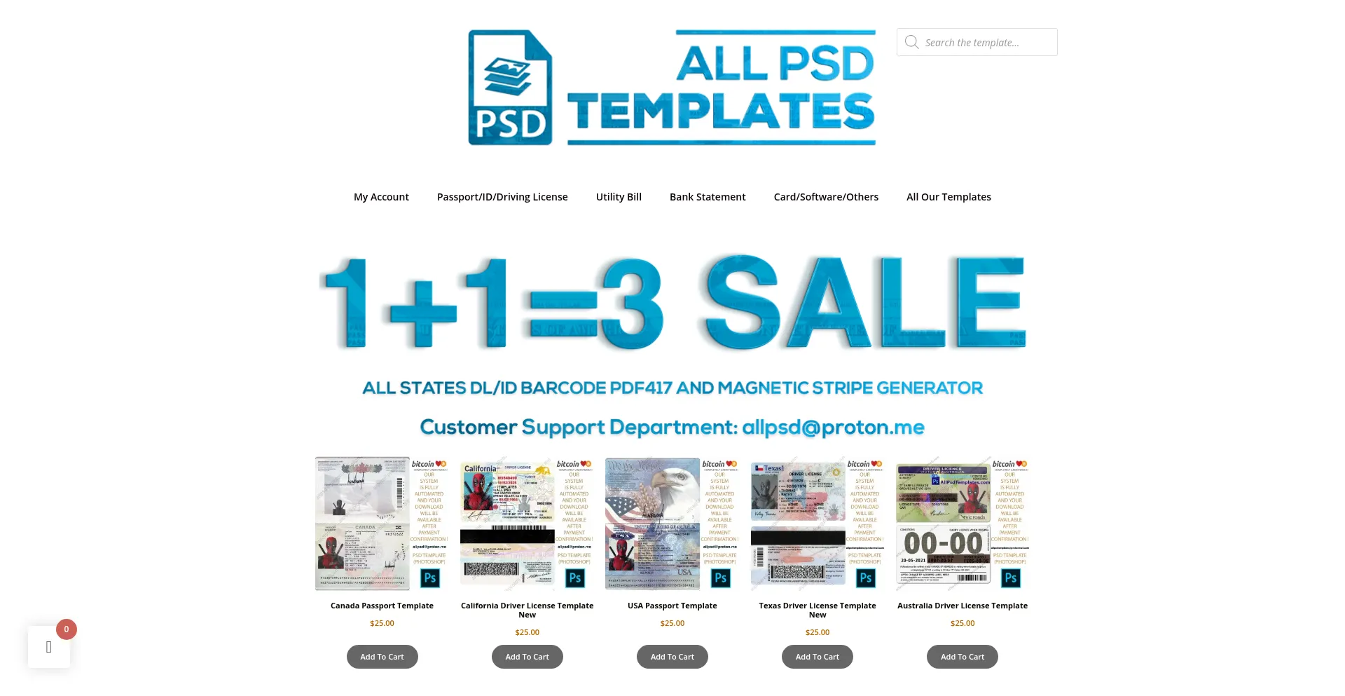 Website screenshot of Mypsdtemplates.com