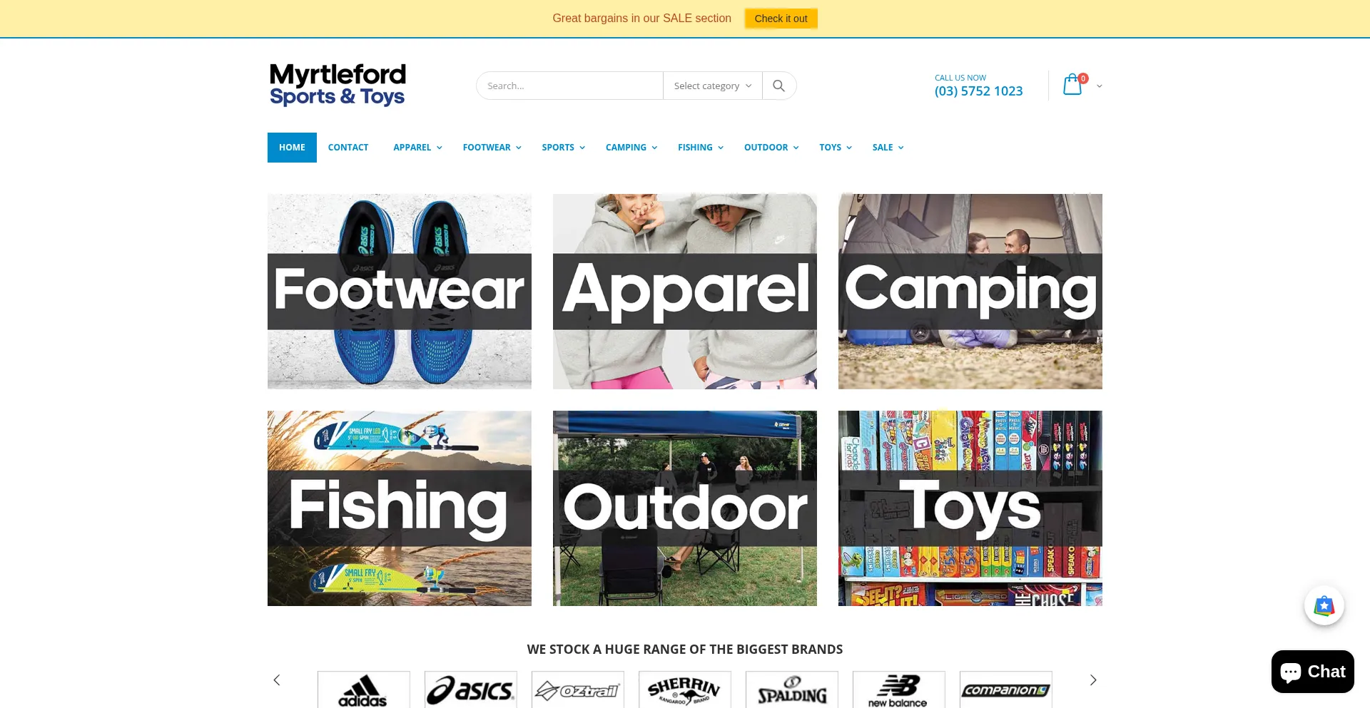 Website screenshot of Myrtlefordsportsandtoys.com.au