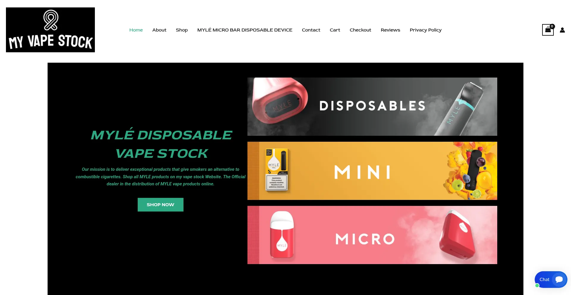 Website screenshot of Myvapestock.com