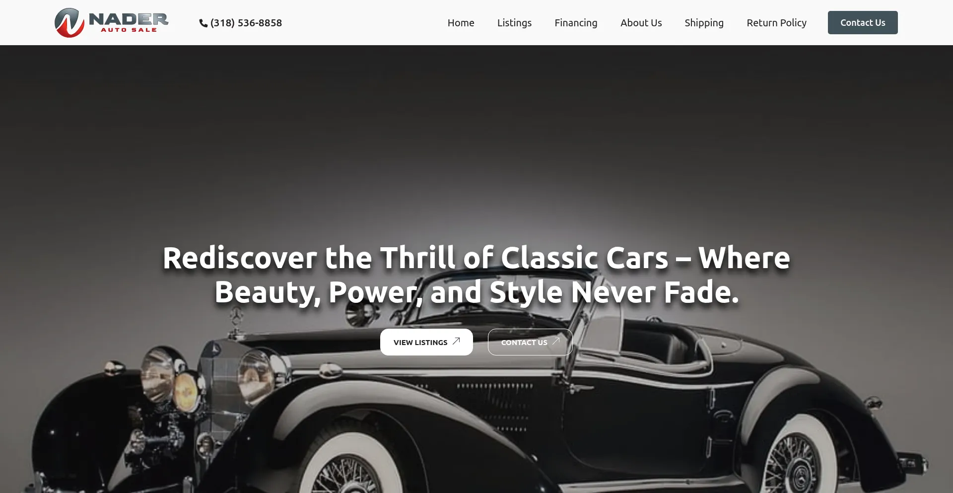 Website screenshot of Naderautosale.com