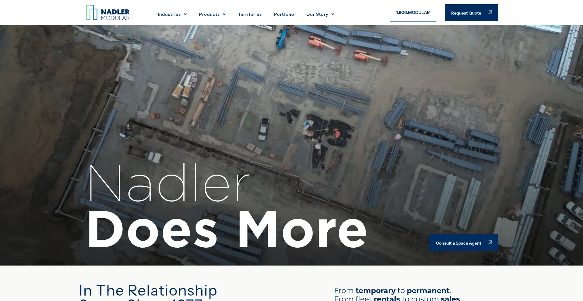 Website screenshot of Nadlermodular.com