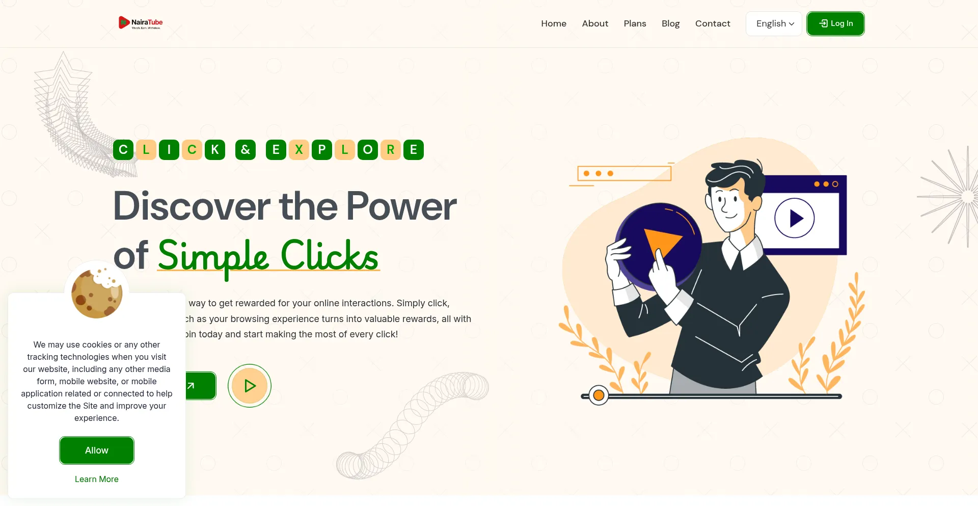 Website screenshot of Nairatube.com