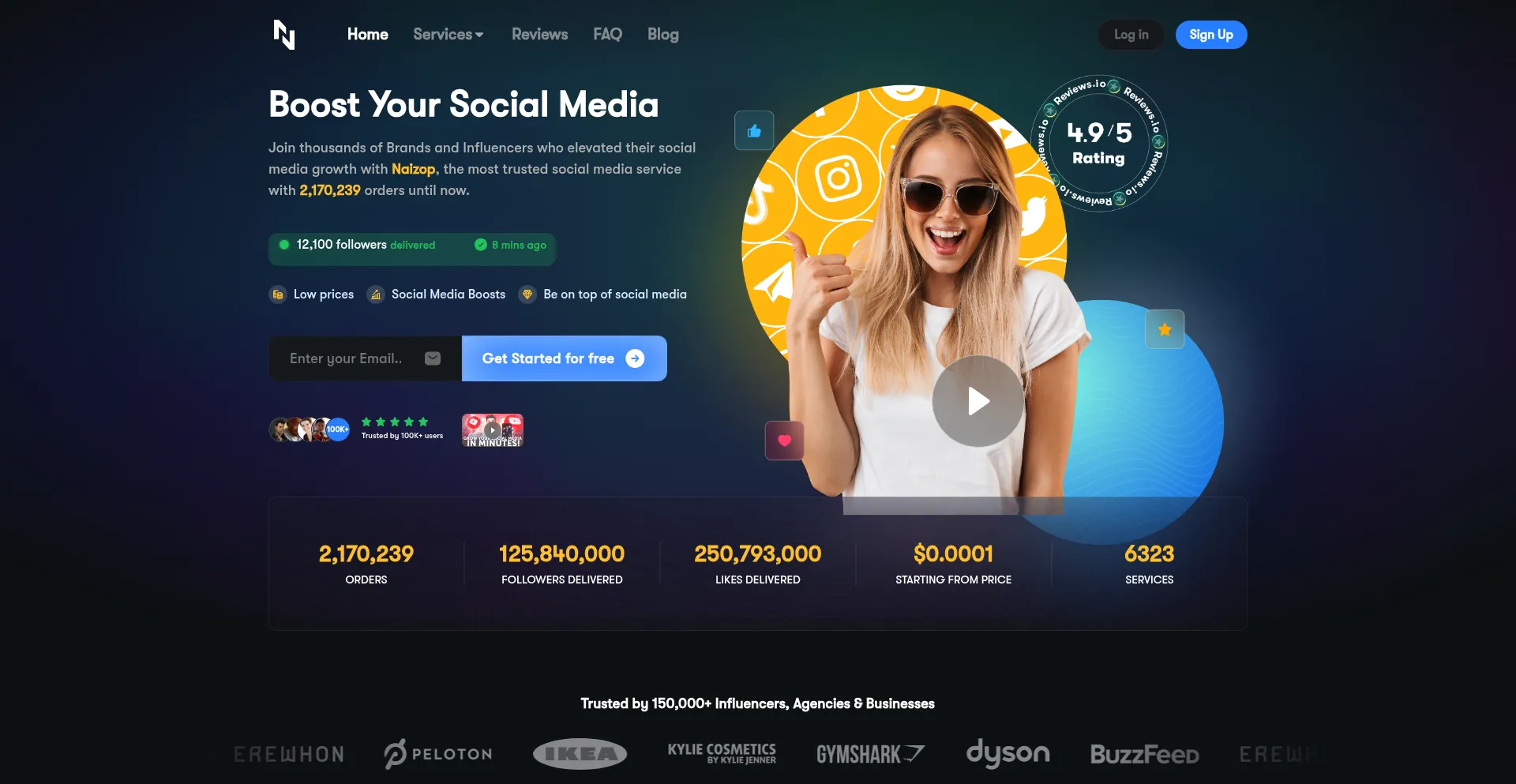 Website screenshot of Naizop.com