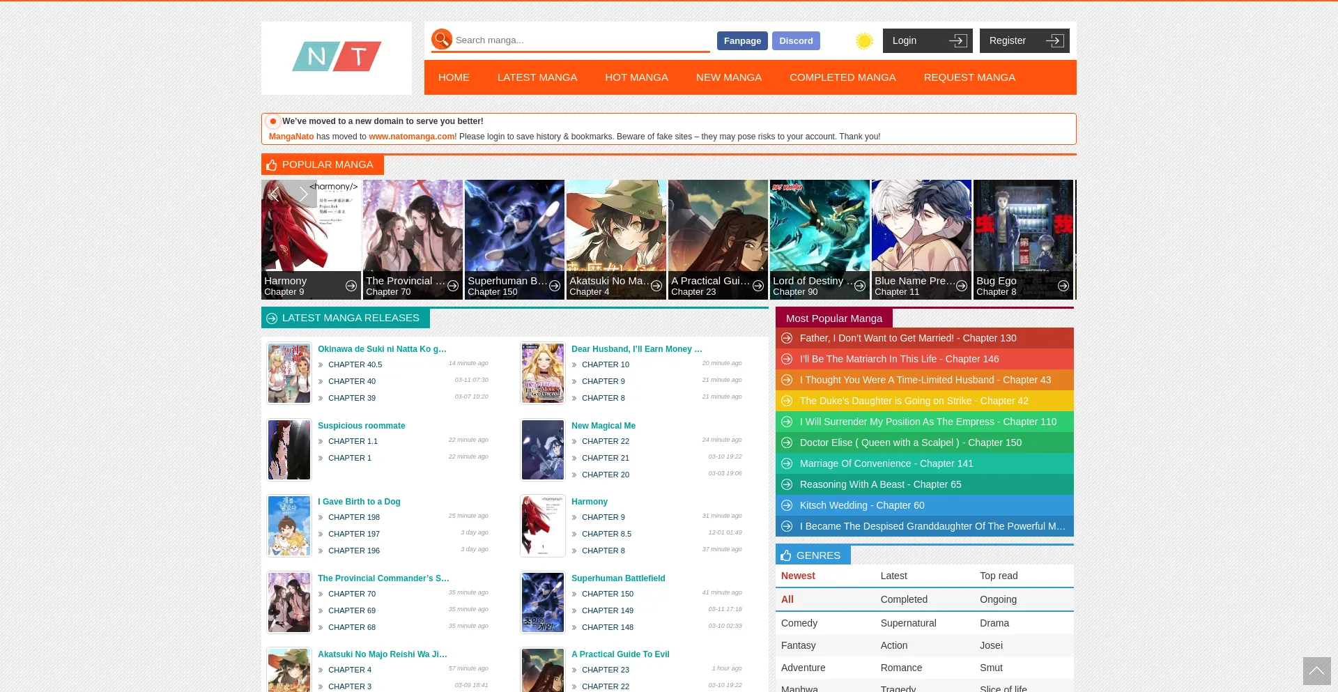 Website screenshot of Natomanga.com