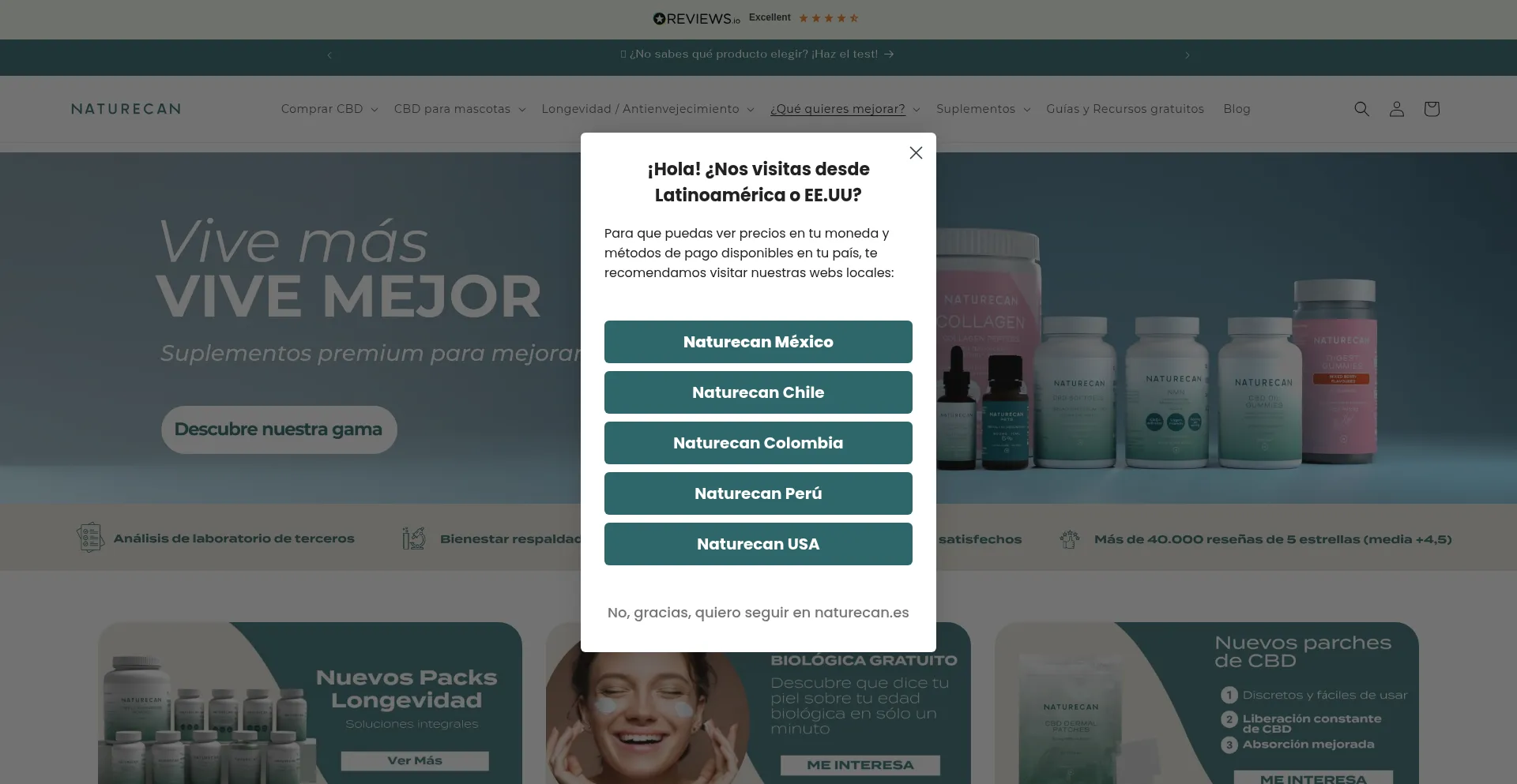 Website screenshot of Naturecan.es