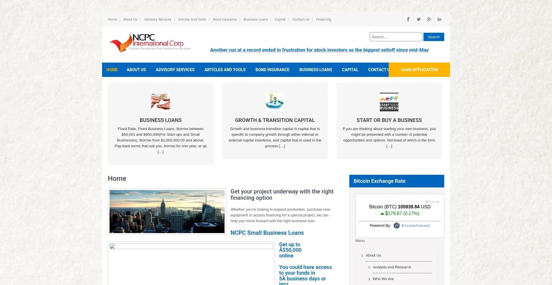 Website screenshot of Ncpcintcorp.com