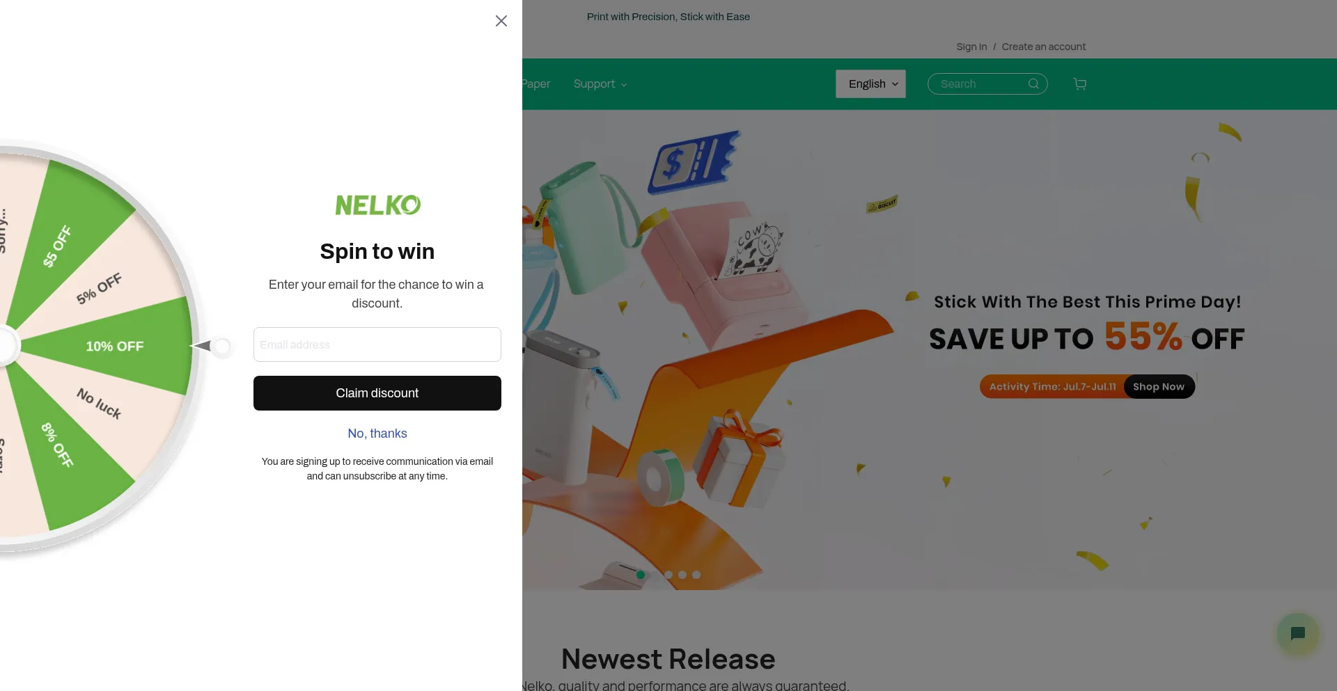 Website screenshot of Nelkoprint.com