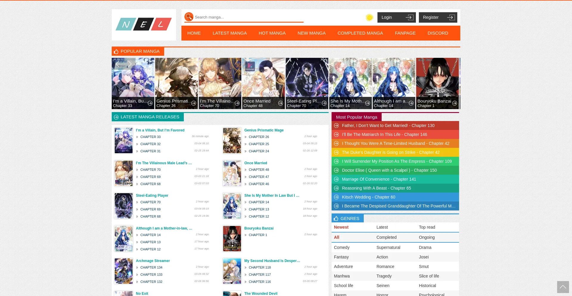 Website screenshot of Nelomanga.com