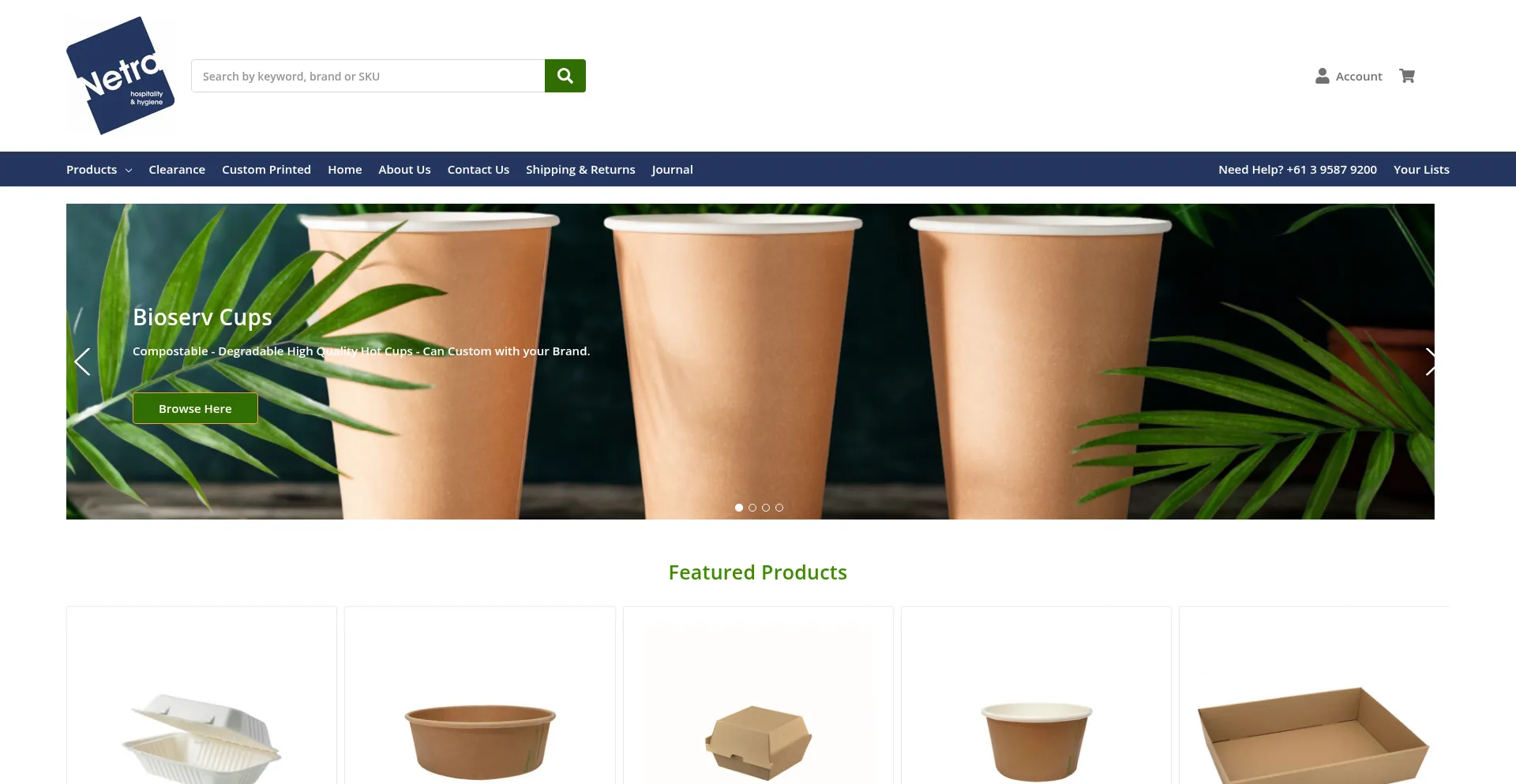 Website screenshot of Netra.com.au