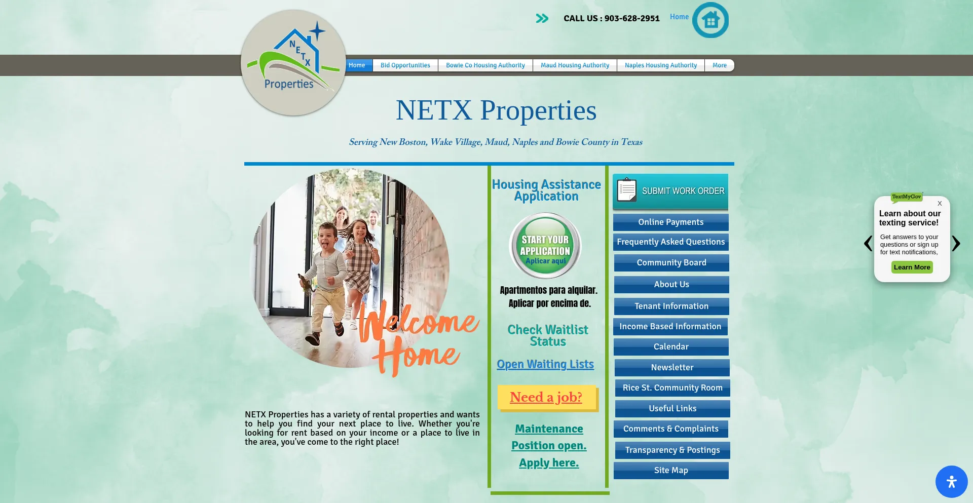 Website screenshot of Netxproperties.org