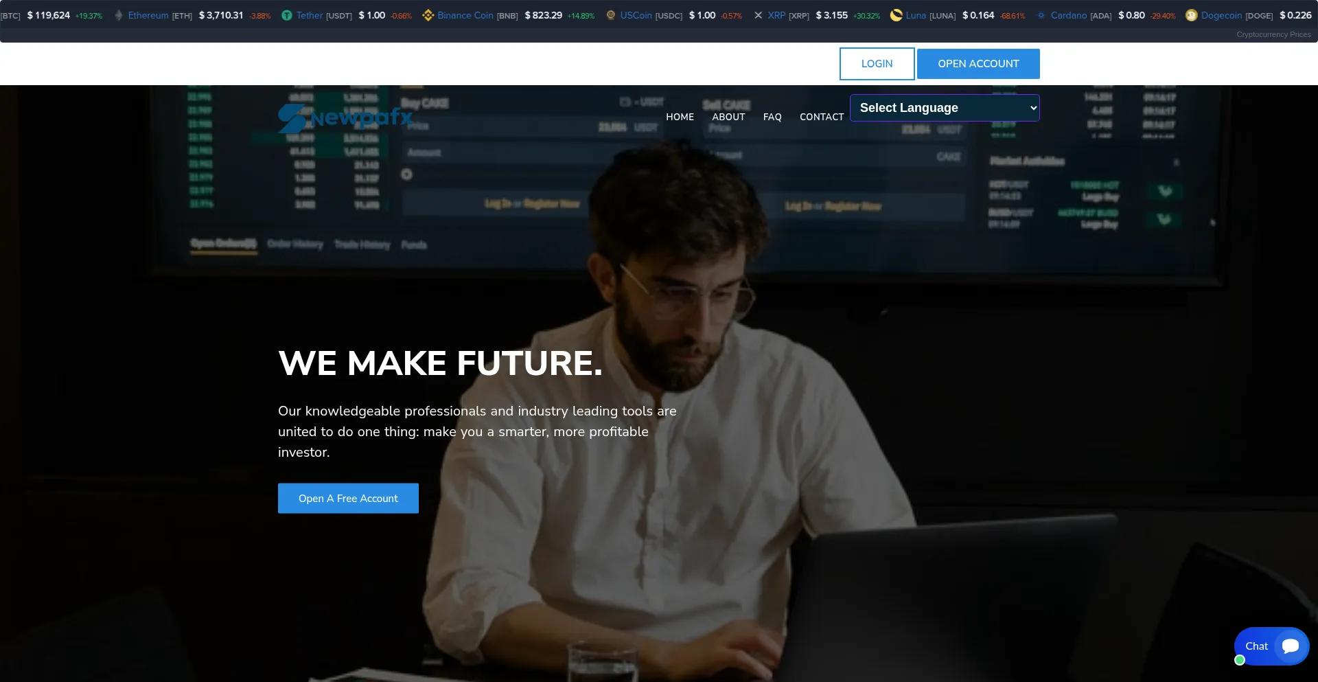 Website screenshot of Newpafx.com