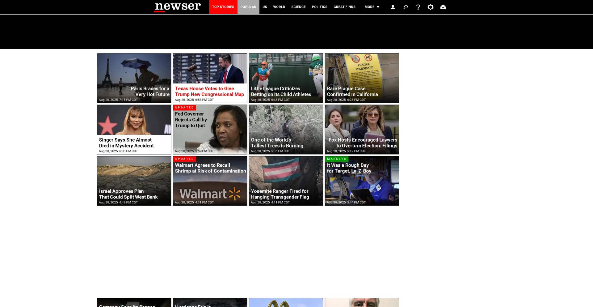 Website screenshot of Newser.com