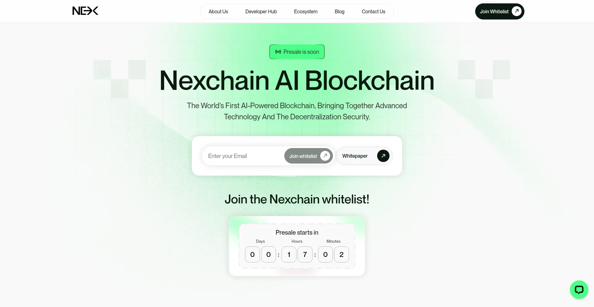 Website screenshot of Nexchain.ai