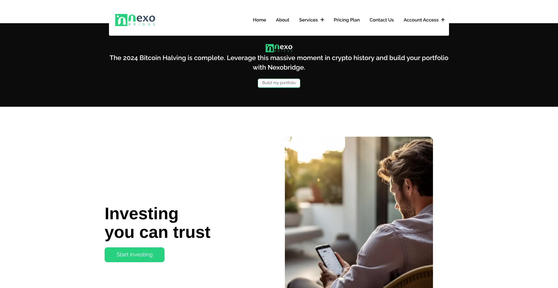 Website screenshot of Nexobridge.net