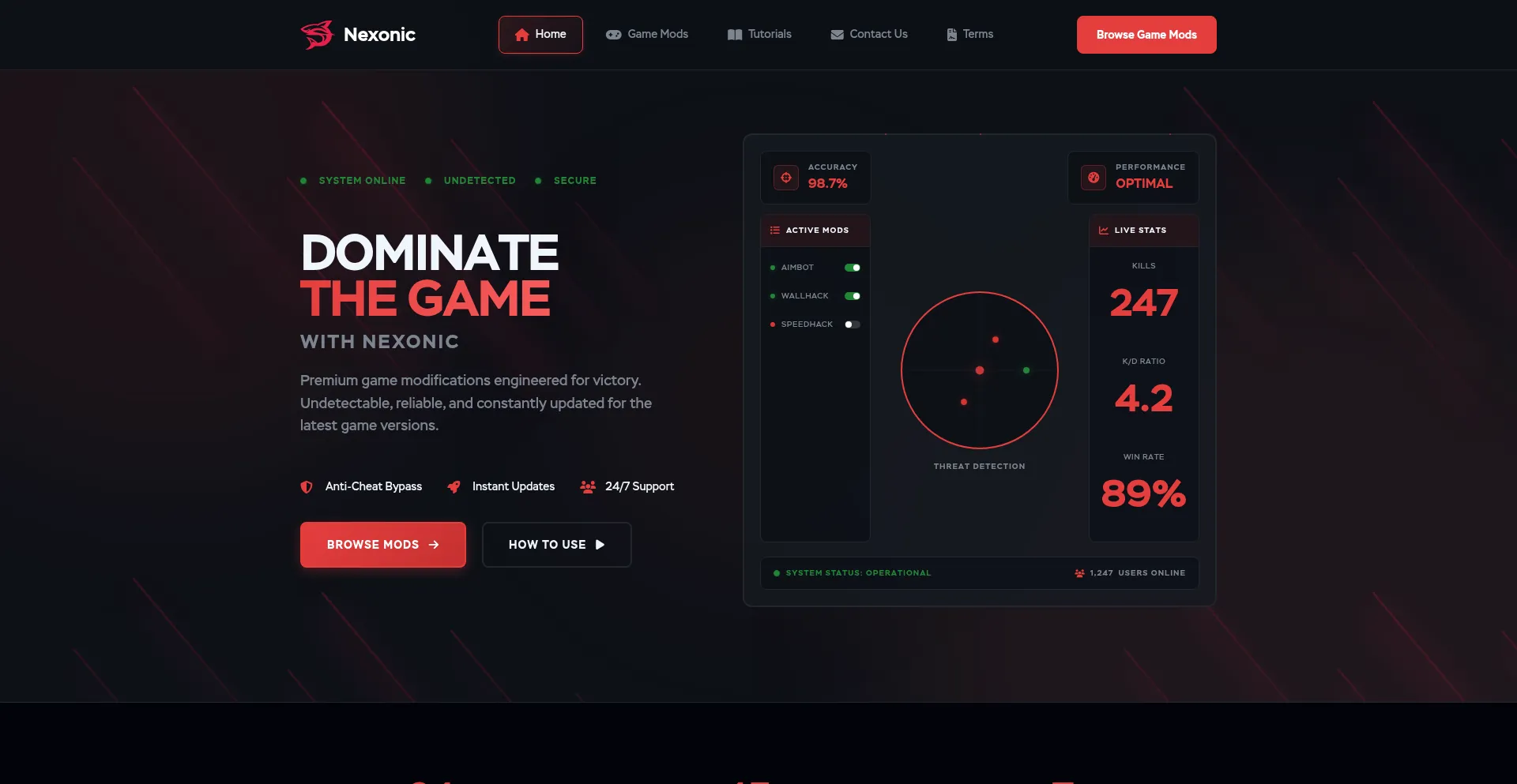 Website screenshot of Nexonicglobal.com