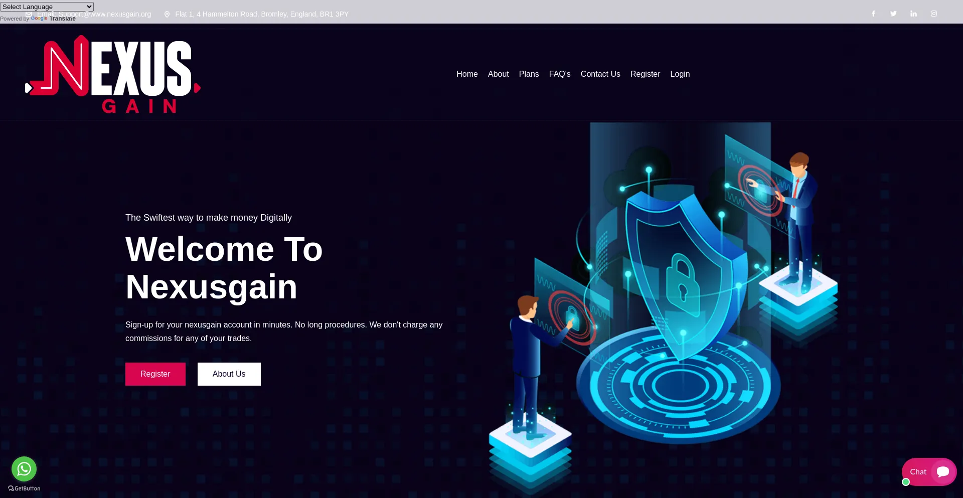 Website screenshot of Nexusgain.org