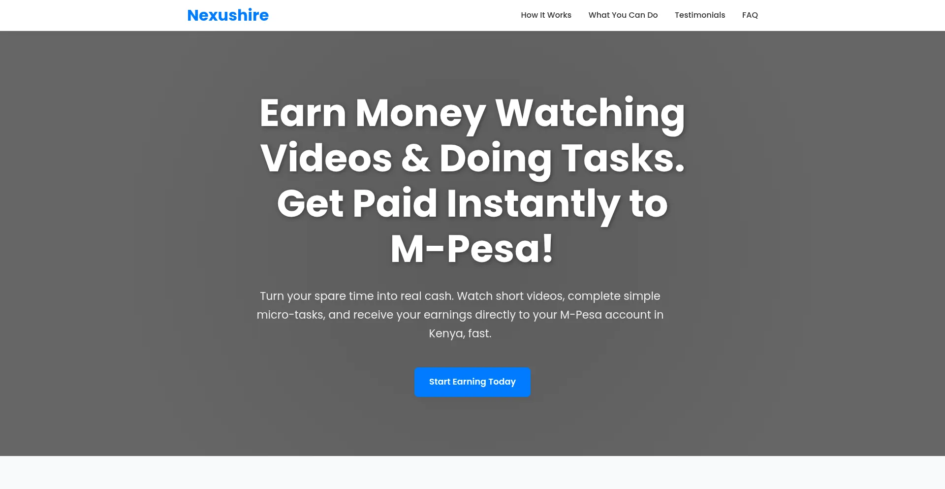 Website screenshot of Nexushire.co.ke