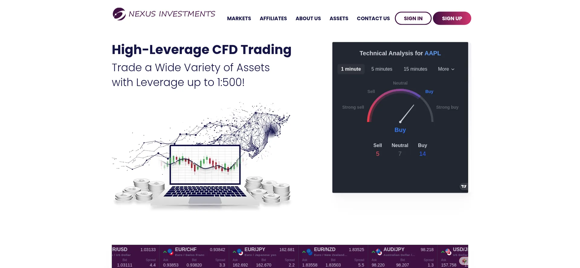 Website screenshot of Nexusinvestment.org