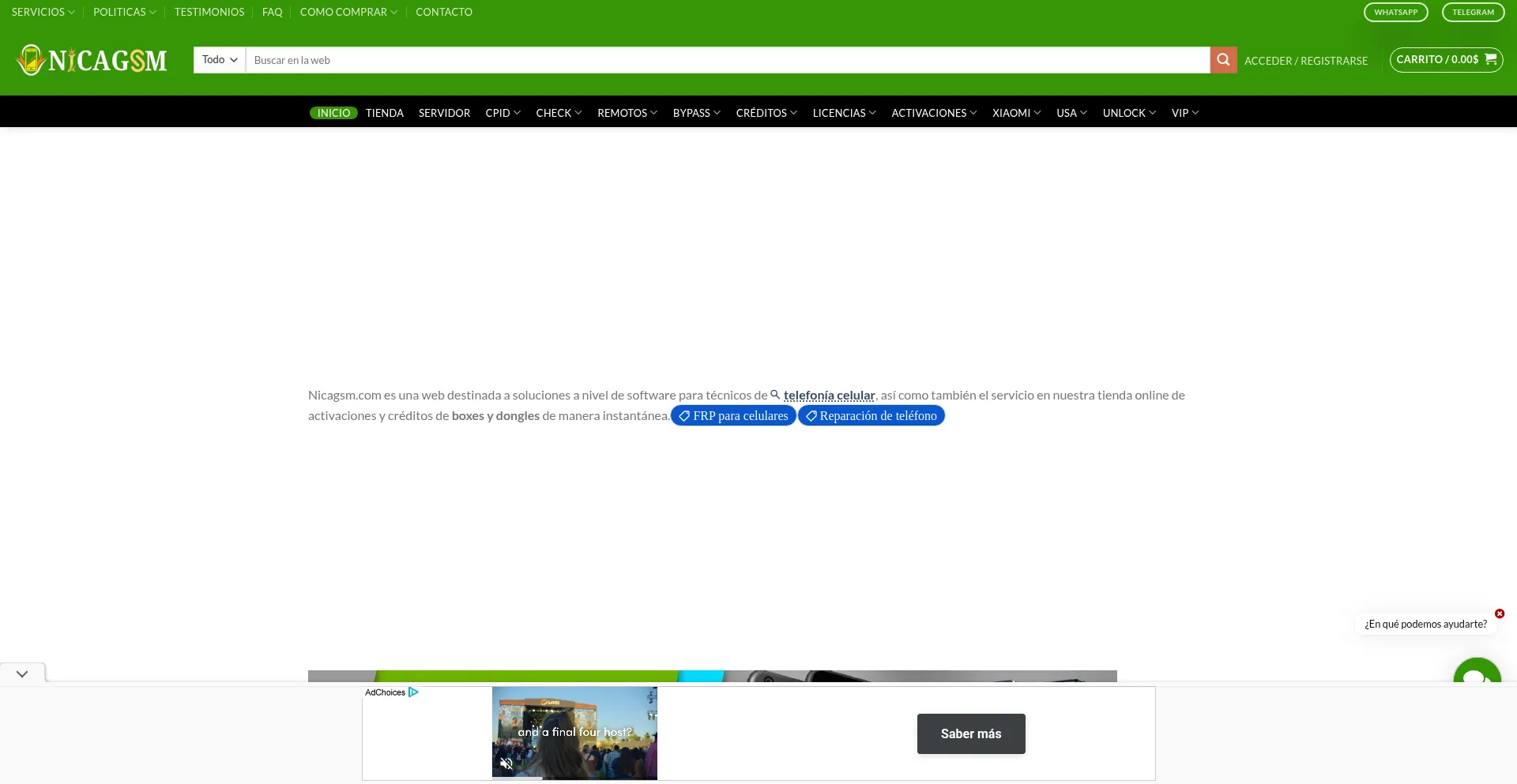 Website screenshot of Nicagsm.com