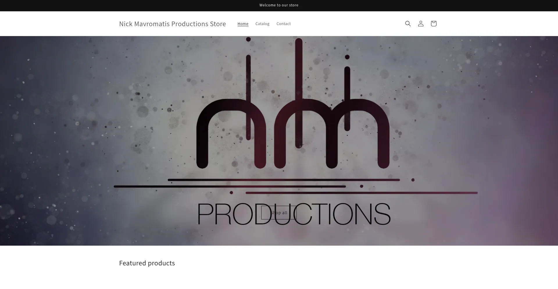 Website screenshot of Nickmavromatisproductions.myshopify.com
