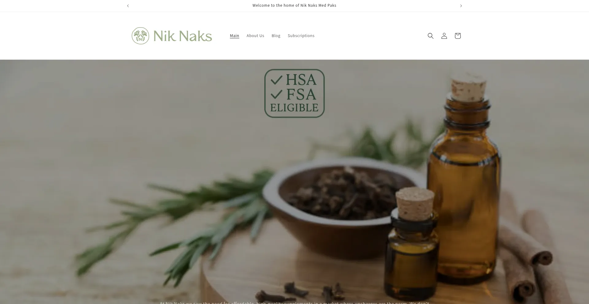 Website screenshot of Niknaksmedpak.com