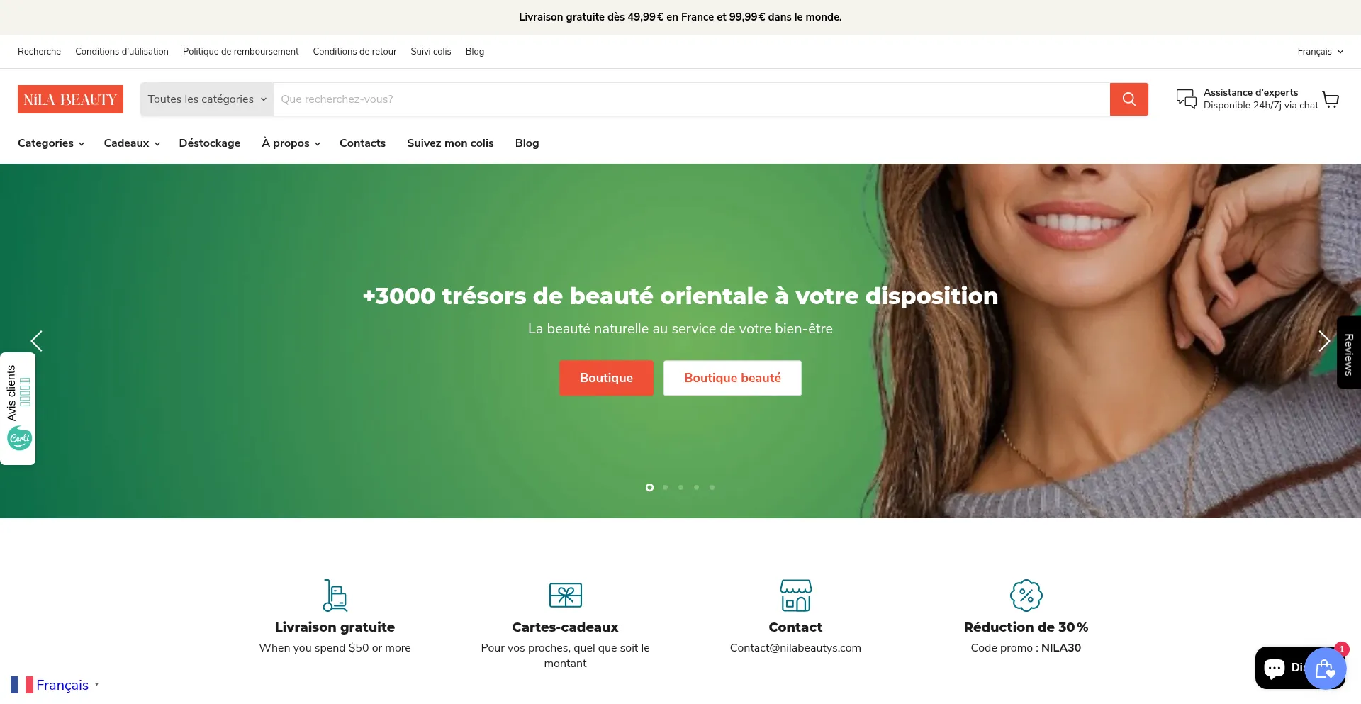 Website screenshot of Nilabeautys.com