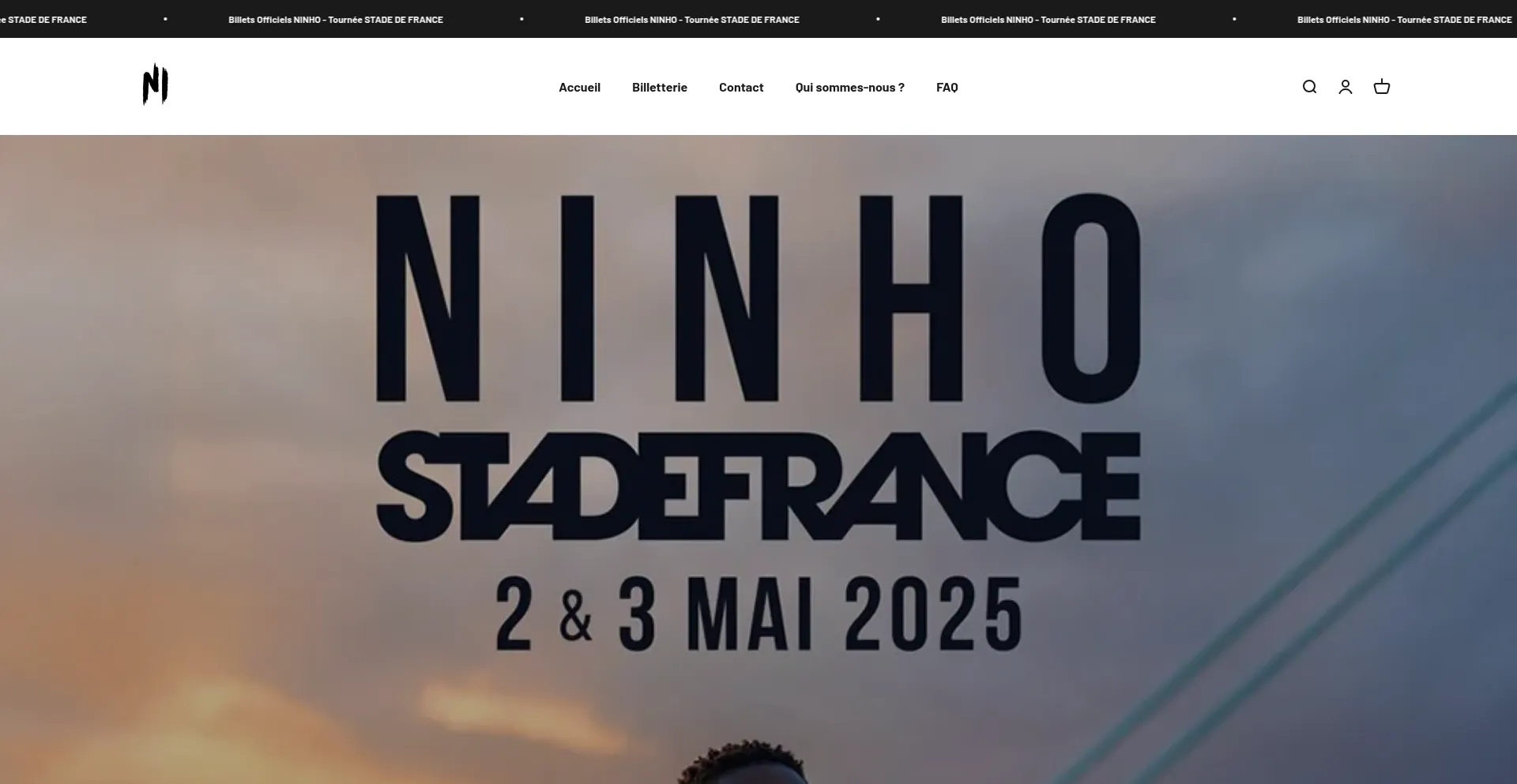 Website screenshot of Ninho-billetterie.fr
