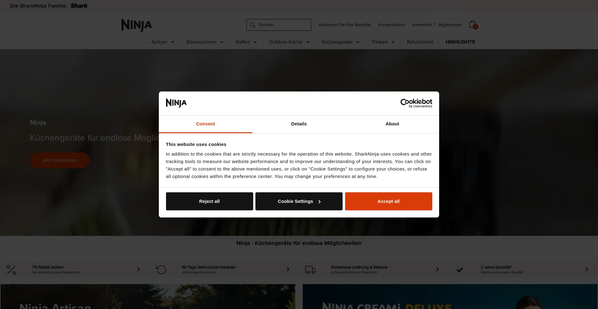 Website screenshot of Ninjakitchen.de