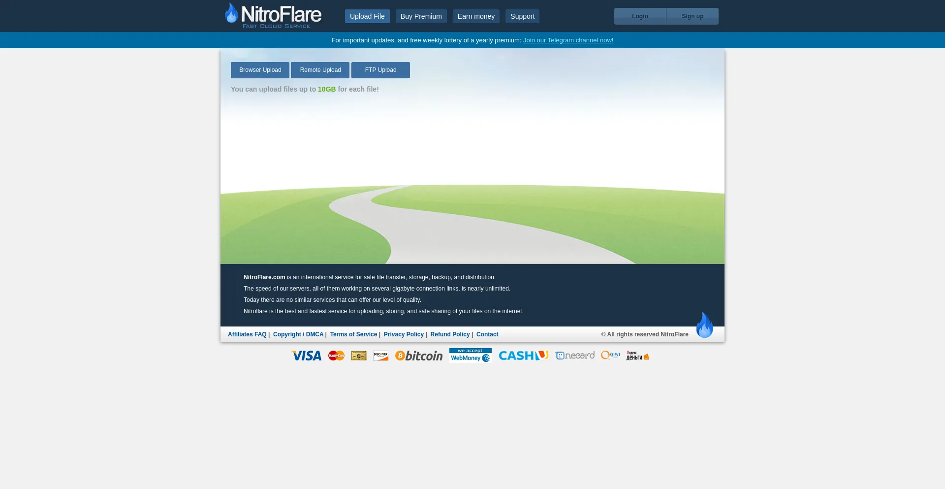 Website screenshot of Nitroflare.com